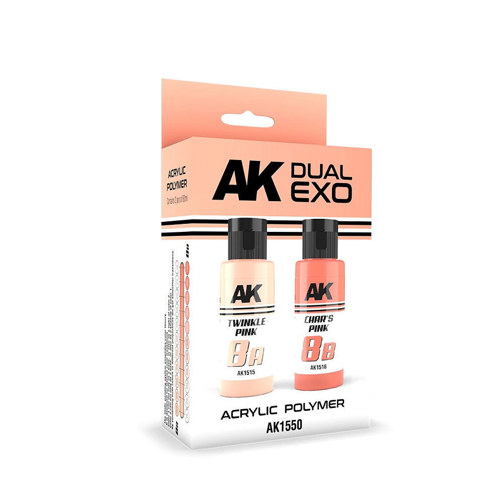 Краска AK1550 - Dual Exo Set 8 - 8A Twinkle Pink & 8B Char's Pink