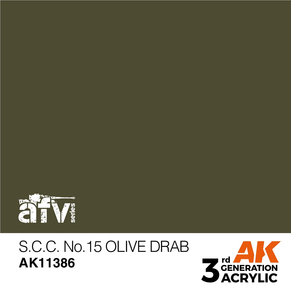 Краска AK11386 AFV Series - S.C.C. No.15 Olive Drab – AFV