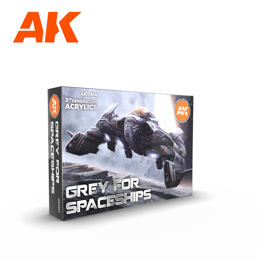 Краска AK11614 - Набор Grey for Starships Set