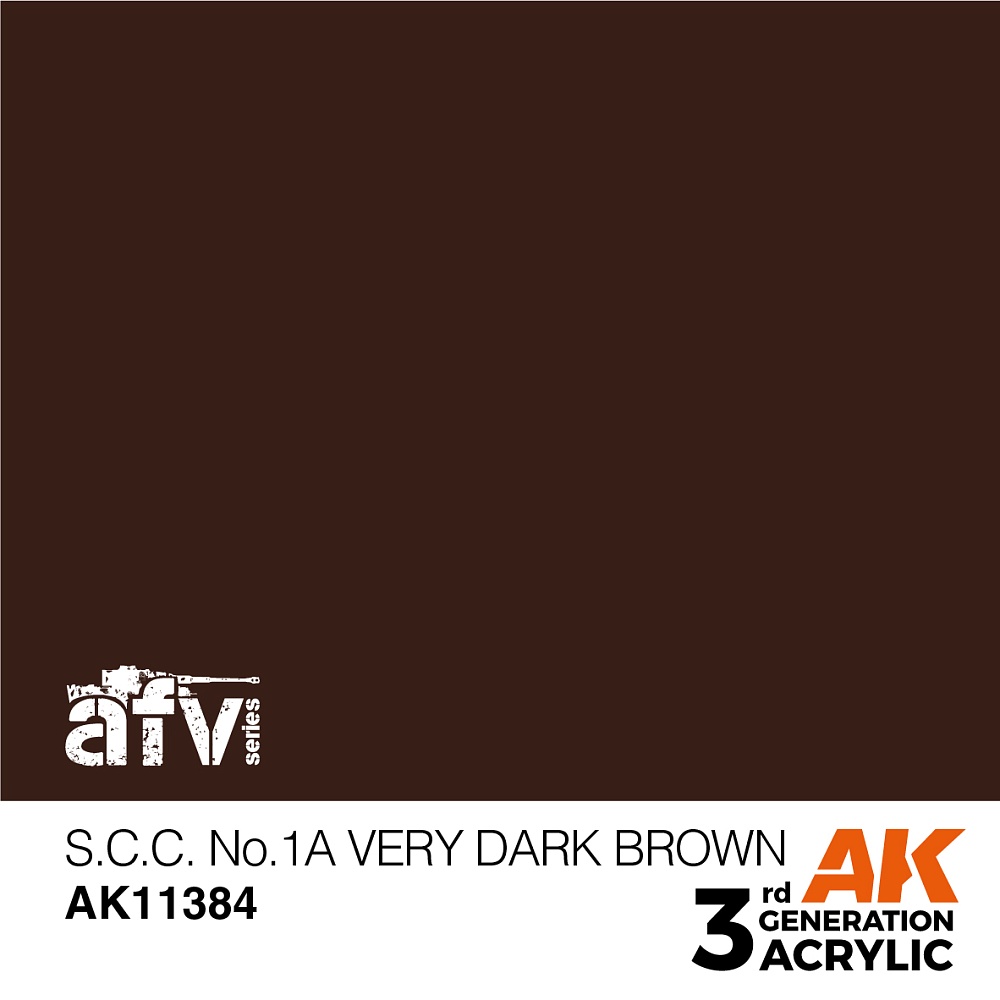 Краска AK11384 AFV Series - S.C.C. No.1A Very Dark Brown – AFV