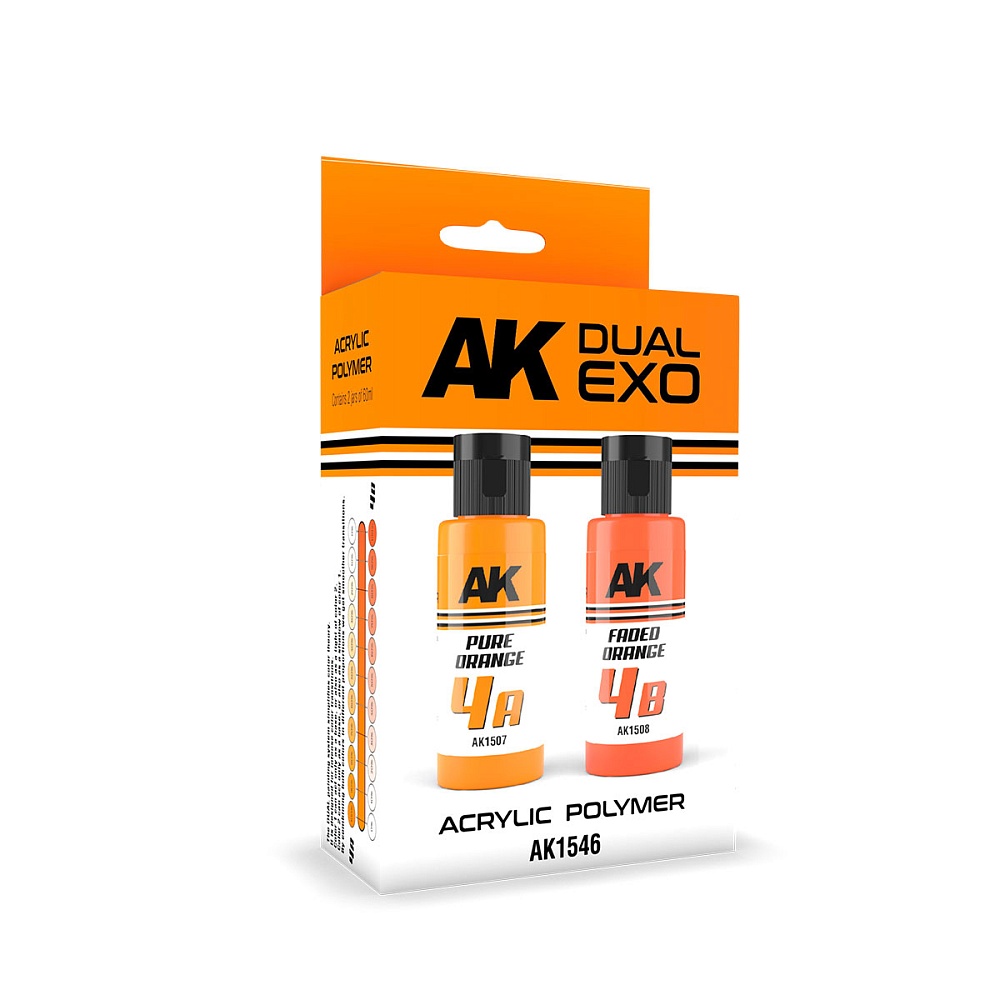 Краска AK1546 - Dual Exo Set 4 - 4A Pure Orange & 4B Faded Orange